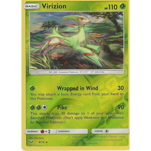 Pokemon Shining Legends Card: VIRIZON - 8/73 - Rare Reverse Holo