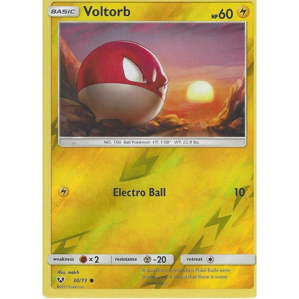 Pokemon Shining Legends Card: VOLTORB - 30/73 - Reverse Holo