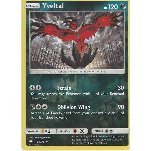 Pokemon Shining Legends Card: YVELTAL - 54/73 - Rare Reverse Holo