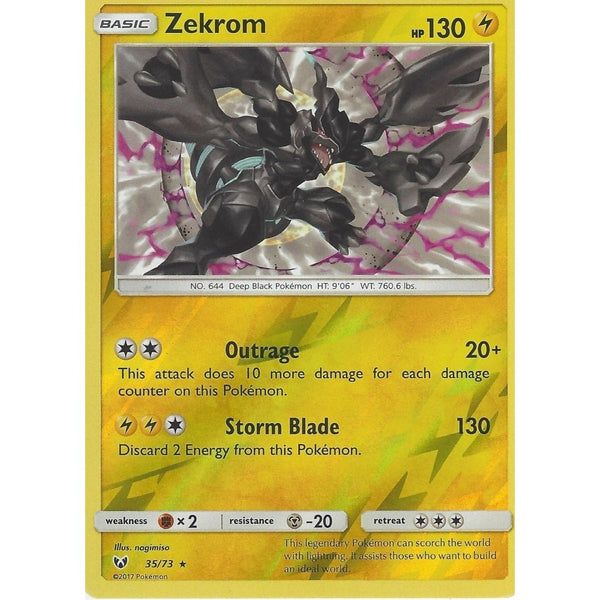 Pokemon Shining Legends Card: ZEKROM - 35/73 - Rare Reverse Holo
