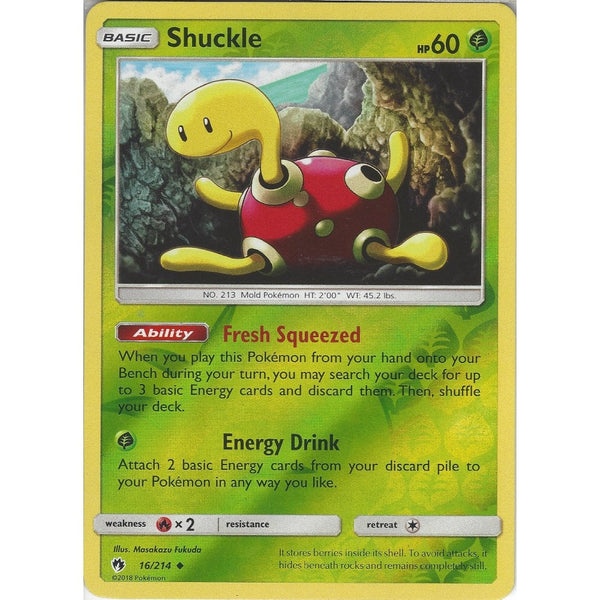 Pokemon Shuckle - 16/214 - Uncommon Reverse Holo Card - SM8 Lost Thunder