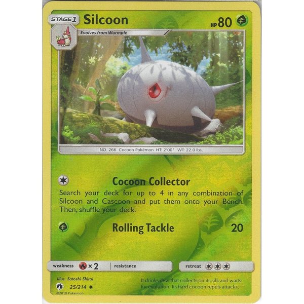 Pokemon Silcoon - 25/214 - Uncommon Reverse Holo Card - SM8 Lost Thunder