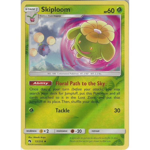 Pokemon Skiploom - 13/214 - Uncommon Reverse Holo Card - SM8 Lost Thunder