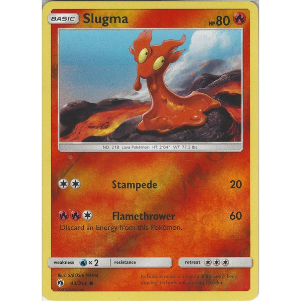 Pokemon Slugma - 43/214 - Common Reverse Holo Card - SM8 Lost Thunder