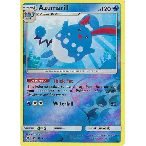 Pokemon SM-3 Burning Shadows: AZUMARILL - 35/147 - Reverse Holo