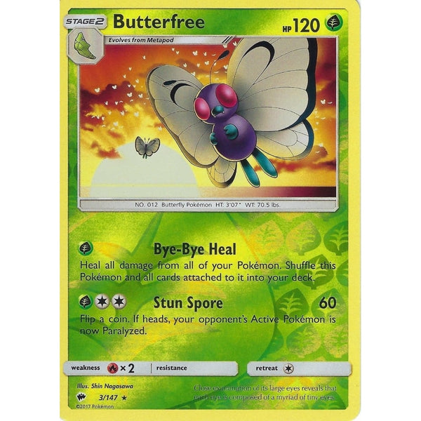 Pokemon SM-3 Burning Shadows: BUTTERFREE - 3/147 - Reverse Holo