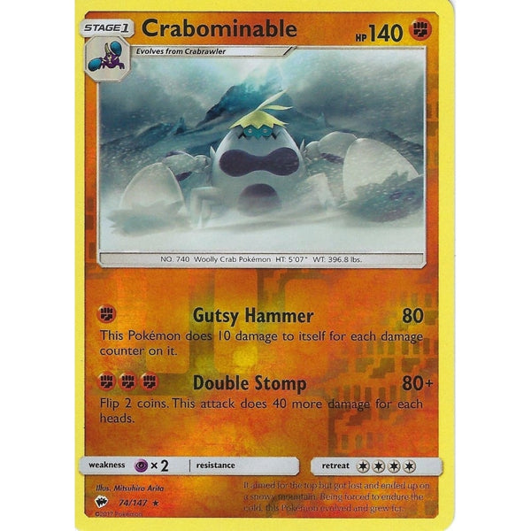Pokemon SM-3 Burning Shadows: CRABOMINABLE - 74/147 - Reverse Holo