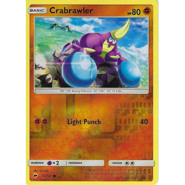Pokemon SM-3 Burning Shadows: CRABRAWLER - 73/147 - Reverse Holo