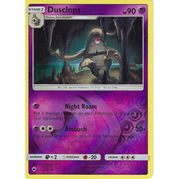 Pokemon SM-3 Burning Shadows: DUSCLOPS - 52/147 - Reverse Holo