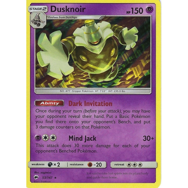 Pokemon SM-3 Burning Shadows: DUSKNOIR - 53/147 - Holo