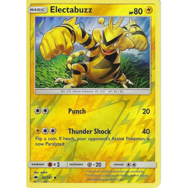Pokemon SM-3 Burning Shadows: ELECTABUZZ - 42/147 - Reverse Holo