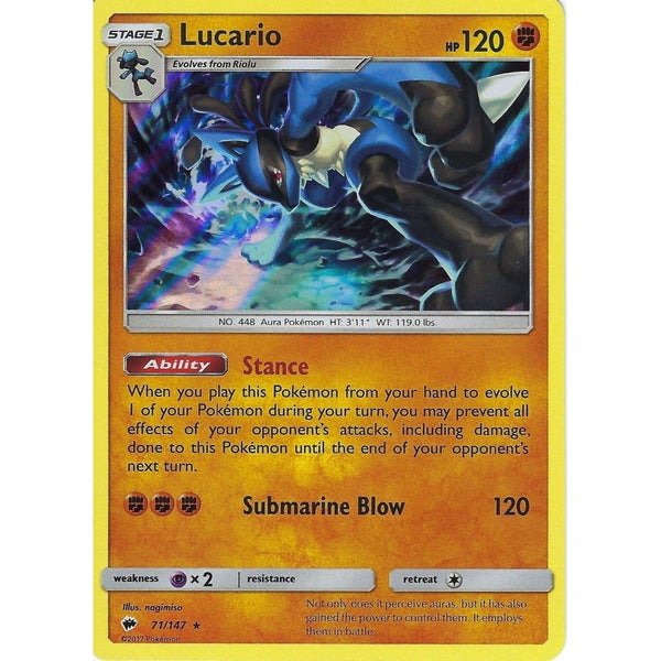 Pokemon SM-3 Burning Shadows: LUCARIO - 71/147 - Holo