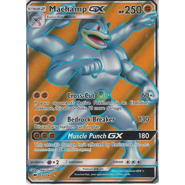 Pokemon SM-3 Burning Shadows: MACHAMP GX - 135/147 - FULL ART ULTRA RARE HOLO
