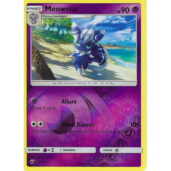 Pokemon SM-3 Burning Shadows: MEOWSTIC - 60/147 - Reverse Holo