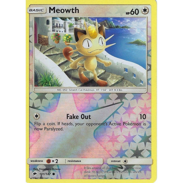 Pokemon SM-3 Burning Shadows: MEOWTH - 101/147 - Reverse Holo