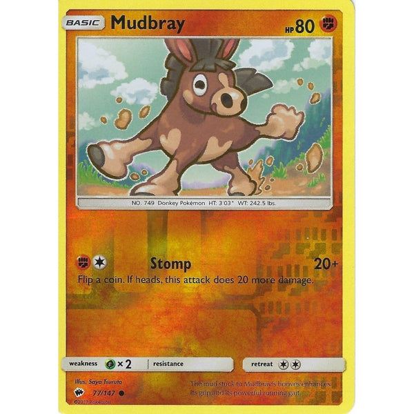 Pokemon SM-3 Burning Shadows: MUDBRAY - 77/147 - Reverse Holo