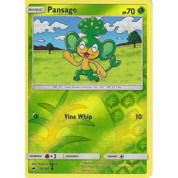 Pokemon SM-3 Burning Shadows: PANSAGE - 12/147 - Reverse Holo