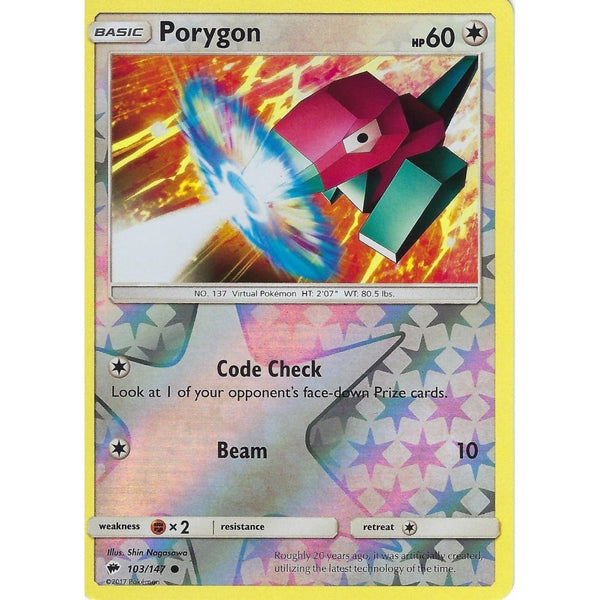 Pokemon SM-3 Burning Shadows: PORYGON - 103/147 - Reverse Holo