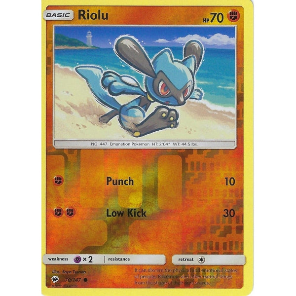 Pokemon SM-3 Burning Shadows: RIOLU - 70/147 - Reverse Holo