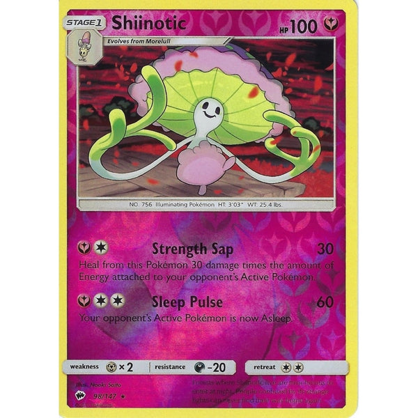 Pokemon SM-3 Burning Shadows: SHIINOTIC - 98/147 - Reverse Holo