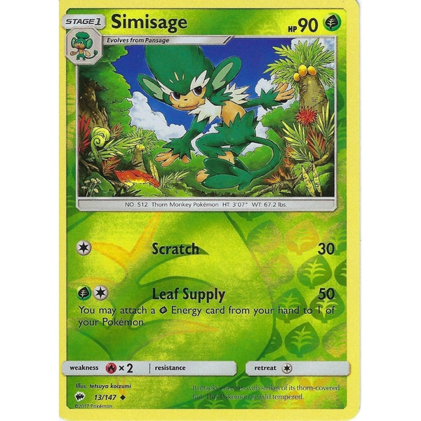 Pokemon SM-3 Burning Shadows: SIMISAGE - 13/147 - Reverse Holo