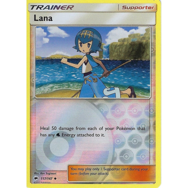 Pokemon SM-3 Burning Shadows Trainer Card: LANA - 117/147 - Reverse Holo