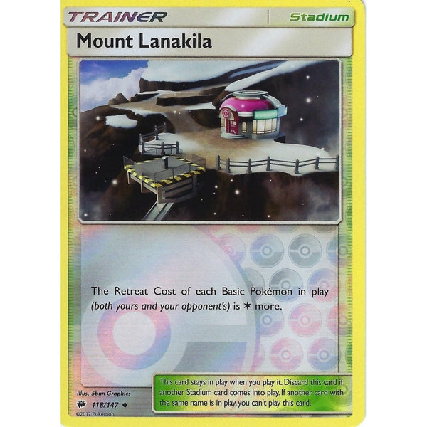 Pokemon SM-3 Burning Shadows Trainer Card: MOUNT LANAKILA - 118/147 - Reverse Holo