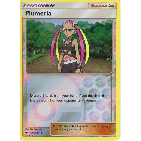 Pokemon SM-3 Burning Shadows Trainer Card: PLUMERIA - 120/147 - Reverse Holo