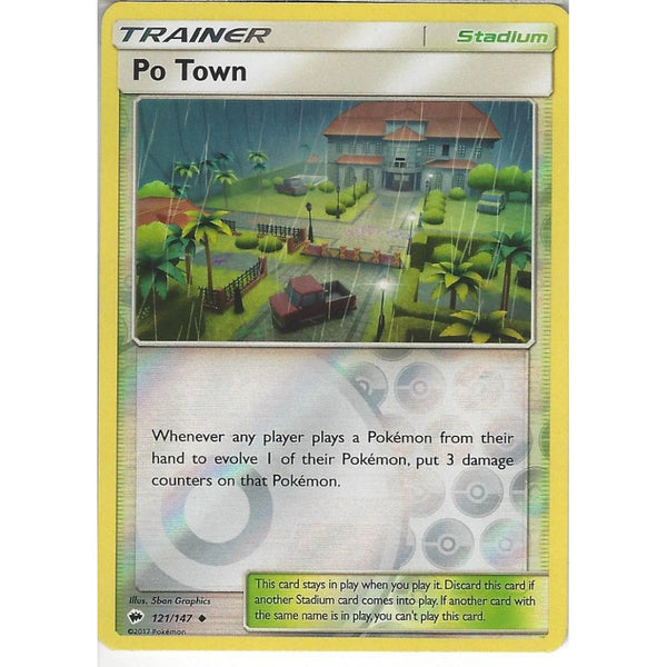 Pokemon SM-3 Burning Shadows Trainer Card: PO TOWN - 121/147 - Reverse Holo