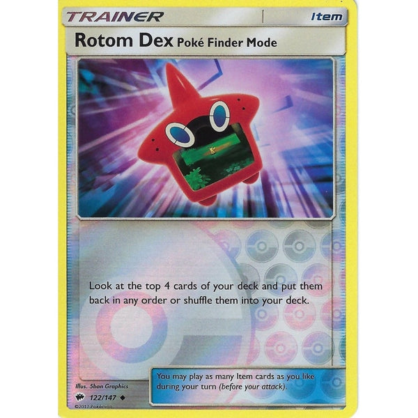 Pokemon SM-3 Burning Shadows Trainer Card: ROTOM DEX - 122/147 - Reverse Holo