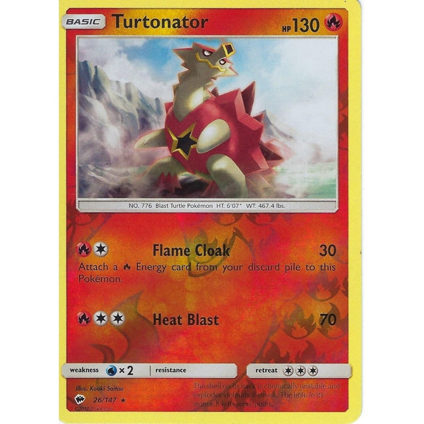 Pokemon SM-3 Burning Shadows: TURTONATOR - 26/147 - Reverse Holo