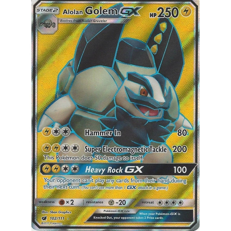 golem pokemon card price Pokemon SM-4 Crimson Invasion: ALOLAN GOLEM GX 102/111 Full Art Ultra