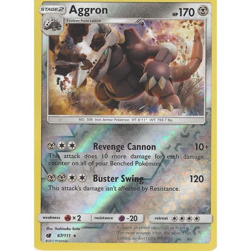 pokemon card aggron Pokemon SM-4 Crimson Invasion Card: AGGRON - 67/111 - Reverse Holo