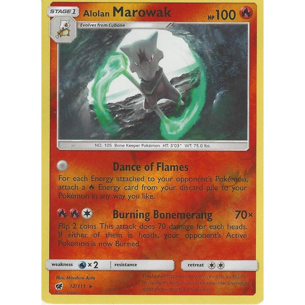 Pokemon SM-4 Crimson Invasion Card: ALOLAN MAROWAK - 12/111 - Reverse Holo