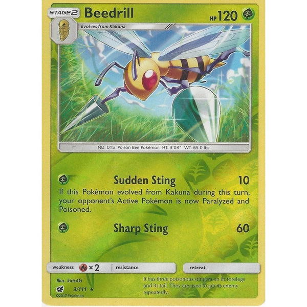 Pokemon SM-4 Crimson Invasion Card: BEEDRILL - 3/111 - Reverse Holo