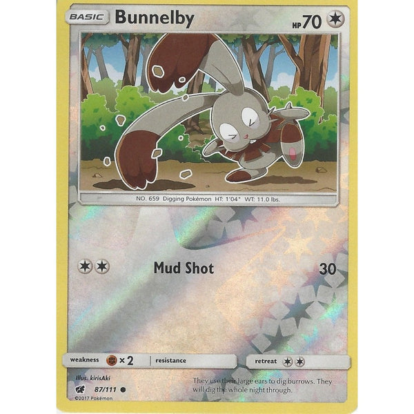 Pokemon SM-4 Crimson Invasion Card: BUNNELBY - 87/111 - Reverse Holo