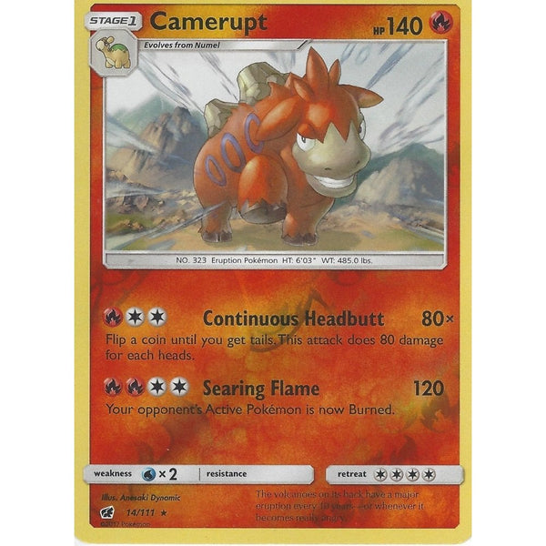 Pokemon SM-4 Crimson Invasion Card: CAMERUPT - 14/111 - Reverse Holo