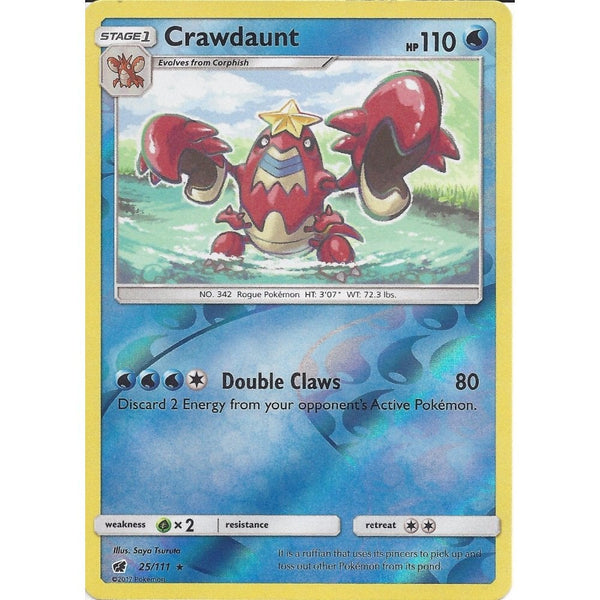 Pokemon SM-4 Crimson Invasion Card: CRAWDAUNT - 25/111 - Reverse Holo