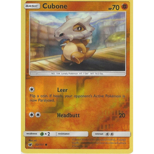 Pokemon SM-4 Crimson Invasion Card: CUBONE - 52/111 - Reverse Holo