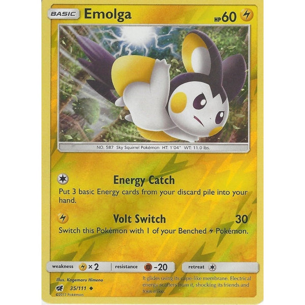 Pokemon SM-4 Crimson Invasion Card: EMOLGA - 35/111 - Reverse Holo