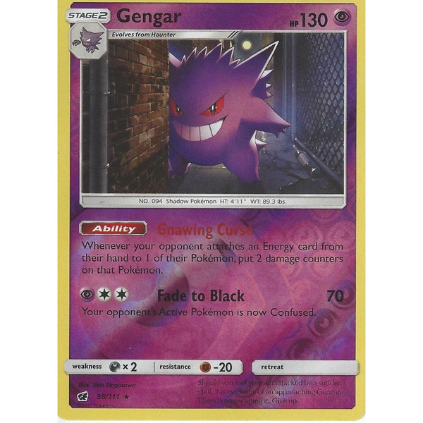 Pokemon SM-4 Crimson Invasion Card: GENGAR - 38/111 - Reverse Holo