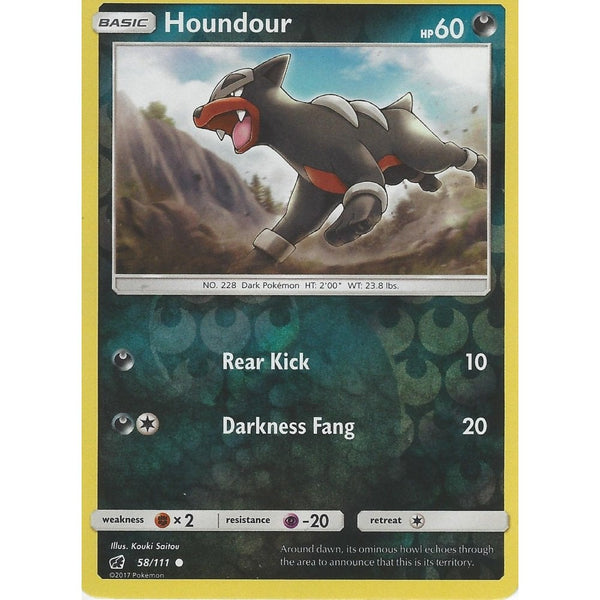Pokemon SM-4 Crimson Invasion Card: HOUNDOUR - 58/111 - Reverse Holo