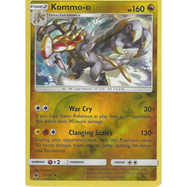 Pokemon SM-4 Crimson Invasion Card: KOMMO-O - 77/111 - Reverse Holo