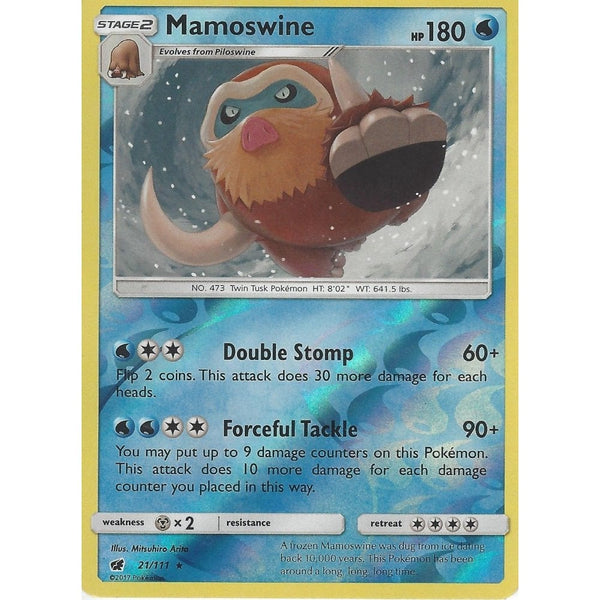 Pokemon SM-4 Crimson Invasion Card: MAMOSWINE - 21/111 - Reverse Holo