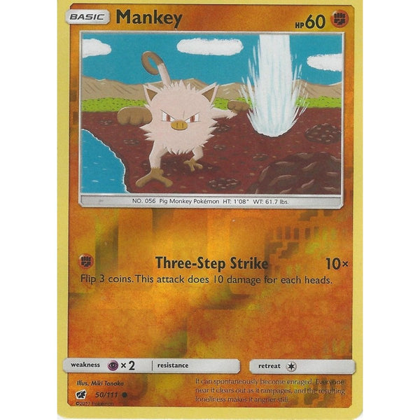 Pokemon SM-4 Crimson Invasion Card: MANKEY - 50/111 - Reverse Holo