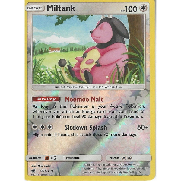 Pokemon SM-4 Crimson Invasion Card: MILTANK - 78/111 - Reverse Holo