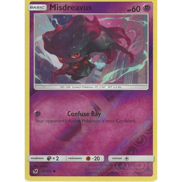 Pokemon SM-4 Crimson Invasion Card: MISDREAVUS - 39/111 - Reverse Holo