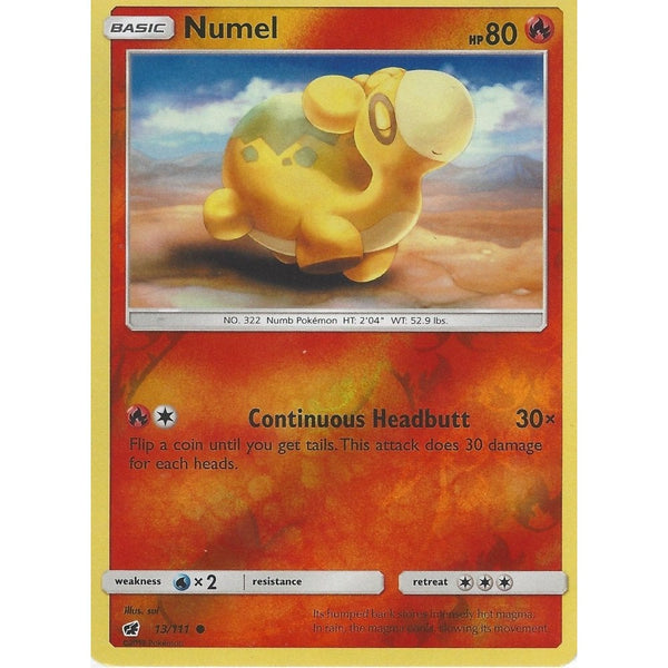 Pokemon SM-4 Crimson Invasion Card: NUMEL - 13/111 - Reverse Holo