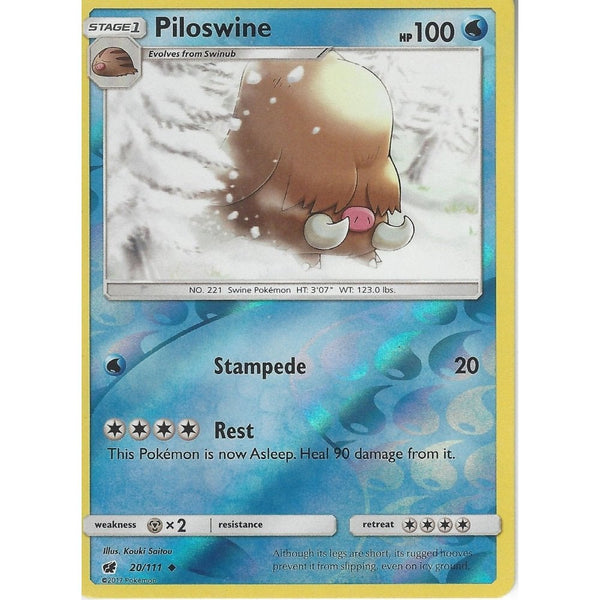 Pokemon SM-4 Crimson Invasion Card: PILOSWINE - 20/111 - Reverse Holo