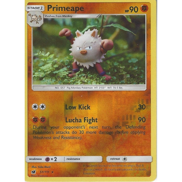 Pokemon SM-4 Crimson Invasion Card: PRIMEAPE - 51/111 - Reverse Holo